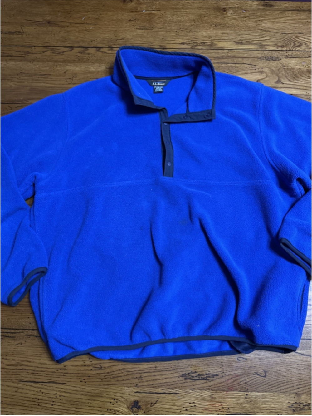Mens Vintage LL Bean Quarter Snap Button Fleece Pullover Baby Blue OWY40 XLarge